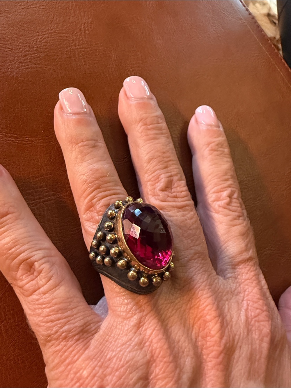 Statement Red Gemstone Cocktail Ring - Picture 3 of 4
